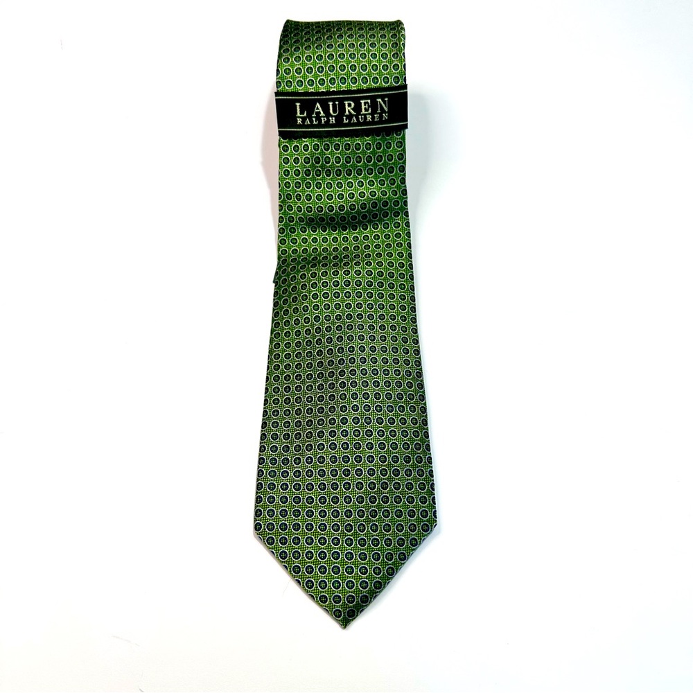 Lauren Ralph Lauren Green Tile Silk Tie 3 1/2” NWT Classic Preppy